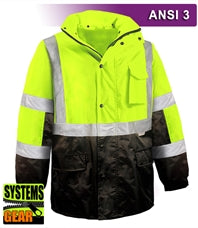 Reflective Apparel Class 3 Parka System w Removable Inner Jacket, Med - 6XL